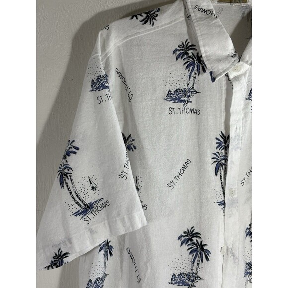 HS Natural Collections White Palm St Thomas Large Tropical Button Up Men’s Shirt - Picture 6 of 9